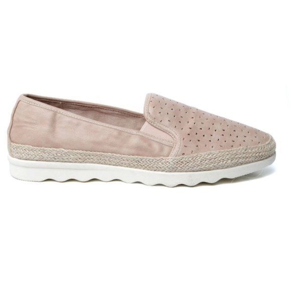 Luca Ferri Slip On Sneaker Perforated Casual Shoes Chunky Rubber Sole Pink/Beige - Picture 2 of 9